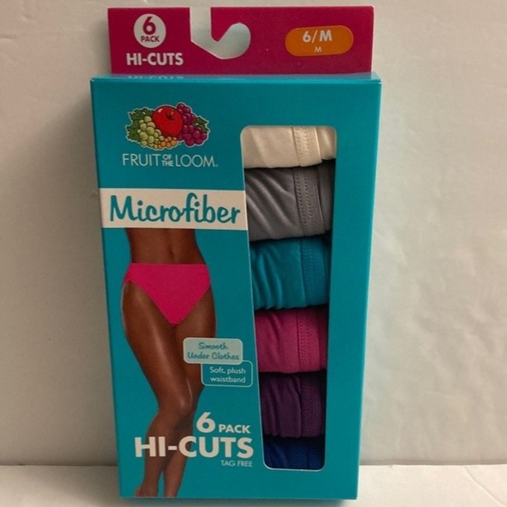 Fruit of the Loom Microfiber Hi Cuts Size 6 Medium Underwear Panties